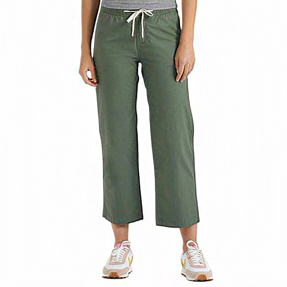 Vuori Ripstop Olive Army‎ Green Wideleg Organic Cotton Cropped Pants Small - Picture 3 of 14